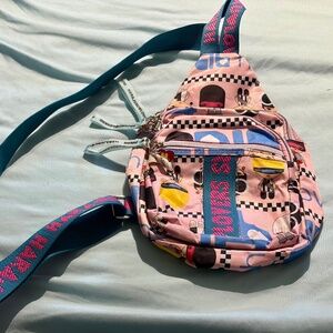 Harajuku Lovers Mini Sling Backpack Crossbody Bag Pink Graphic